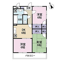 シャルムハイツ西浦和 3DKの間取図画像