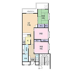 オークヒルズ天沼 2階3LDKの間取り