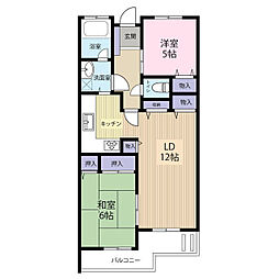 オークヒルズ天沼 5階2LDKの間取り