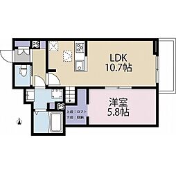 ＬＡＫＥ　ＵＰ 1階1SLDKの間取り