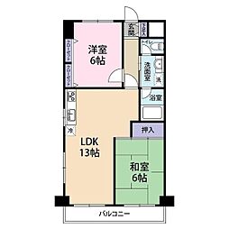 KSマンション桶川 2LDKの間取図画像