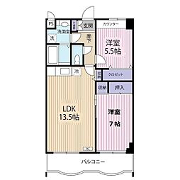 グリーンコート東岩槻 2LDKの間取図画像