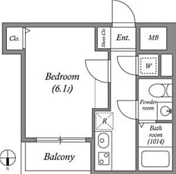 SERENiTE本町reflet 4階1Kの間取り