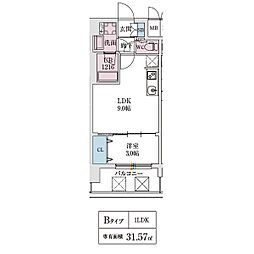 スプランディッド弁天町WEST 1LDKの間取図画像