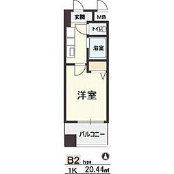 HOPECITY天神橋 1Kの間取図画像