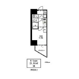 エスリードレジデンス大阪福島SOUTHFLATS 1Kの間取図画像