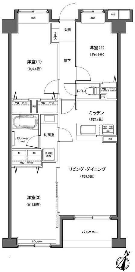 3LDK 間取り