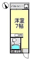 セザール馬込 ワンルームの間取図画像