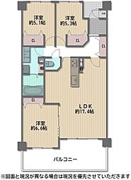 リビオ上野芝ガーデンズ 3LDKの間取図画像