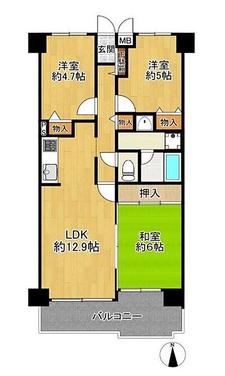 3LDK 間取り