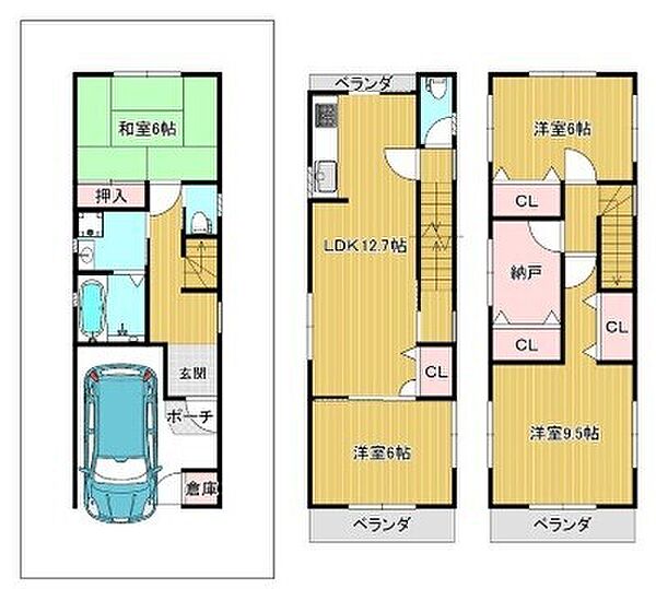 【間取図】◆リフォーム済み！ゆとりのある4ＬＤＫの住まい◆駐車スペースあり◆たっぷりの陽光と心地よい風が舞い込む住まい◆南海本線「湊」駅まで徒歩約8分