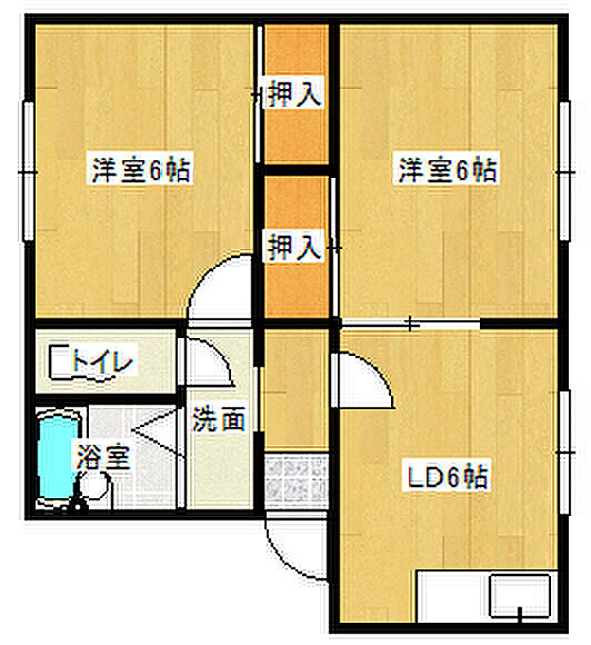 フローラルハイツIII 101｜鳥取県米子市中島2丁目(賃貸アパート2DK・1階・41.40㎡)の写真 その2