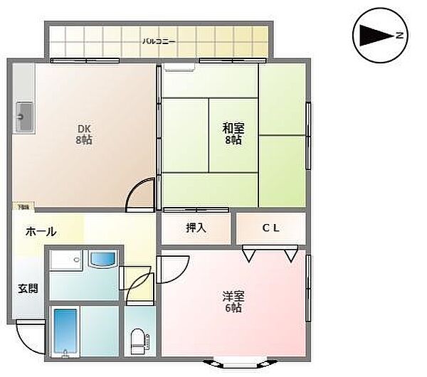 オークシティC 201｜鳥取県境港市清水町(賃貸アパート2DK・2階・51.72㎡)の写真 その2