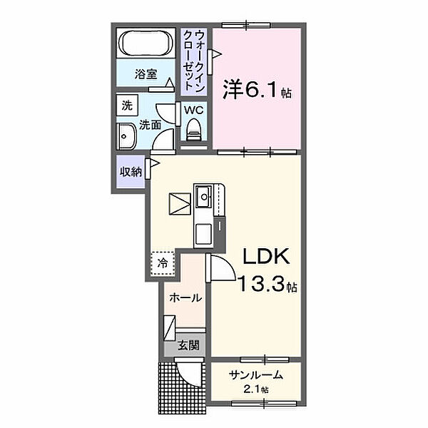 アーモンドアイ 103｜鳥取県境港市外江町(賃貸アパート1LDK・1階・50.05㎡)の写真 その2