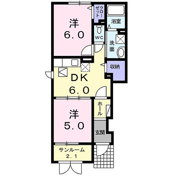 メゾン．ド．プランタン 101｜鳥取県米子市上後藤4丁目(賃貸アパート2DK・1階・45.81㎡)の写真 その2
