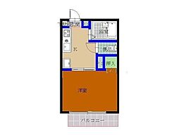 チェリー・ブラッサム95・2 2階1Kの間取り