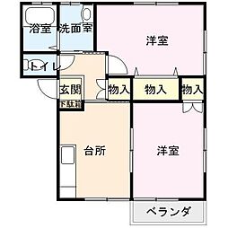 アパルトマンD 2DKの間取図画像