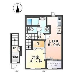 ノンターン 1LDKの間取図画像