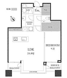 パークコート虎ノ門愛宕タワー 1LDKの間取図画像