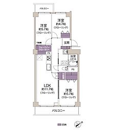 ライオンズマンション市川第2 3LDKの間取図画像