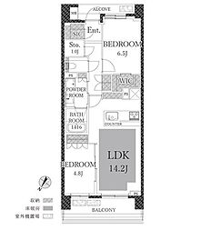 ザ・パークハウス二子玉川ガーデン 2SLDKの間取図画像