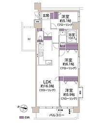 ハイホーム中浦和 3LDKの間取図画像