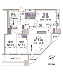 西早稲田シティタワー 3LDKの間取図画像