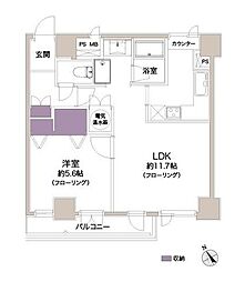 カーネ西早稲田 1LDKの間取図画像