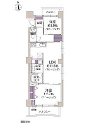 バロンハイツ大島 2LDKの間取図画像