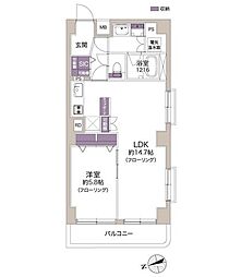 両国スカイハイツ 1LDKの間取図画像