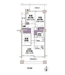 ヒルズ久が原壱番館 3LDKの間取図画像