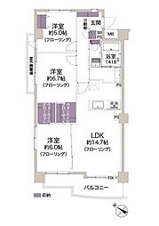 藤和シティホームズ市川原木 3LDKの間取図画像