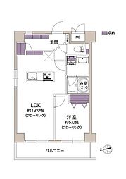 東建品川南ハイツ 1LDKの間取図画像
