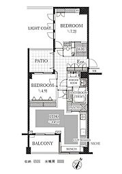 サンクタス築地 2LDKの間取図画像
