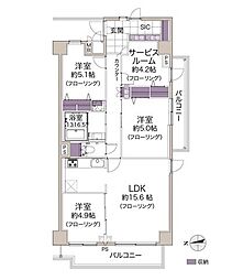 仙台堀公園ハイツ 3SLDKの間取図画像