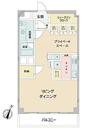 秀和目黒駅前レジデンス ワンルームの間取図画像