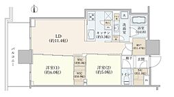 グランシテイタワー月島 2LDKの間取図画像