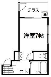 橘弐番館 ワンルームの間取図画像