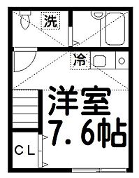 西武新宿線 沼袋駅 徒歩5分の賃貸アパート 2階ワンルームの間取り