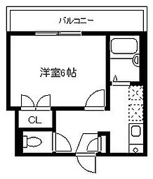 サンフローレ中央 1Kの間取図画像