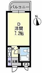 アルファ西宝町 1階ワンルームの間取り