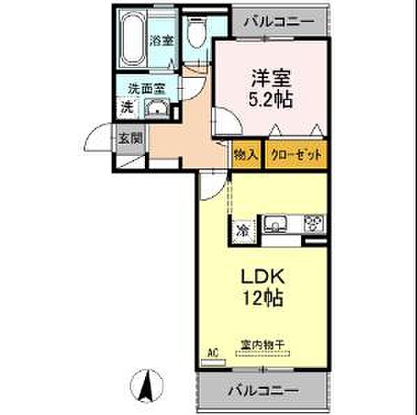 香川県坂出市築港町１丁目(賃貸アパート1LDK・2階・44.75㎡)の写真 その4