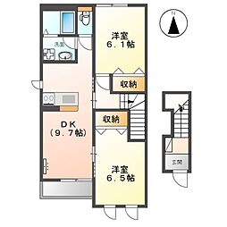 ラフィネ 2階2DKの間取り
