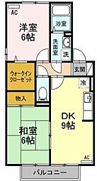 高松琴平電気鉄道長尾線 水田駅 4.1kmの賃貸アパート 2階2DKの間取り