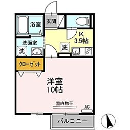 高松琴平電気鉄道琴平線 太田駅 徒歩27分の賃貸アパート 2階1Kの間取り