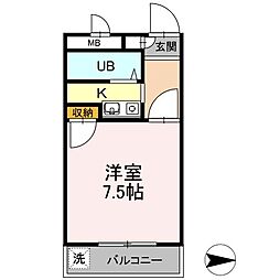 JR予讃線 香西駅 徒歩8分の賃貸マンション 4階1Kの間取り
