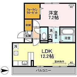 高松琴平電気鉄道長尾線 林道駅 徒歩8分の賃貸アパート 2階1LDKの間取り