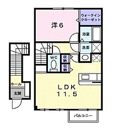 JR瀬戸大橋線 坂出駅 徒歩23分の賃貸アパート 2階1LDKの間取り