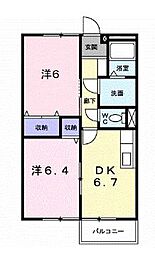 JR瀬戸大橋線 坂出駅 徒歩38分の賃貸アパート 2階2DKの間取り