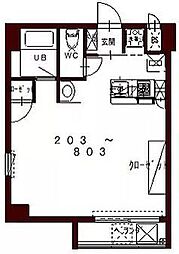 JR高徳線 高松駅 徒歩5分の賃貸マンション 6階1Kの間取り
